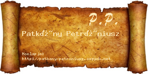 Patkány Petróniusz névjegykártya